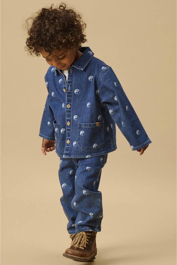 LIL' ATELIER MINI NMMLIVO loose fit jeans met print donkerblauw