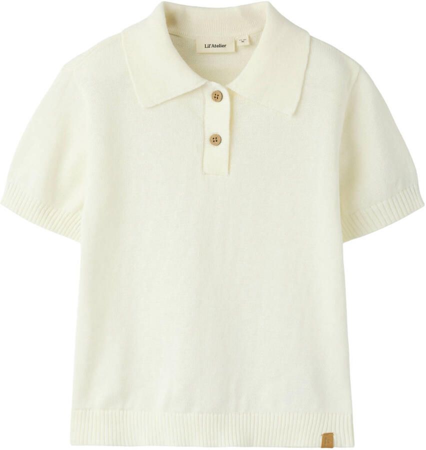 LIL' ATELIER MINI polo fijn gebreid ecru
