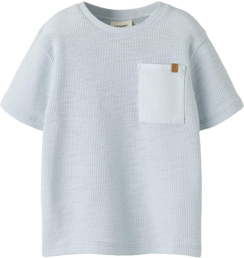 LIL' ATELIER MINI rechtvallend T-shirt met textuur lichtblauw