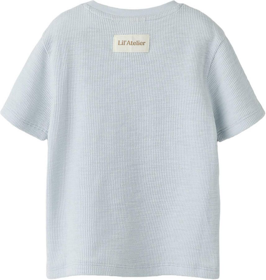 LIL' ATELIER MINI rechtvallend T-shirt met textuur lichtblauw - Foto 2