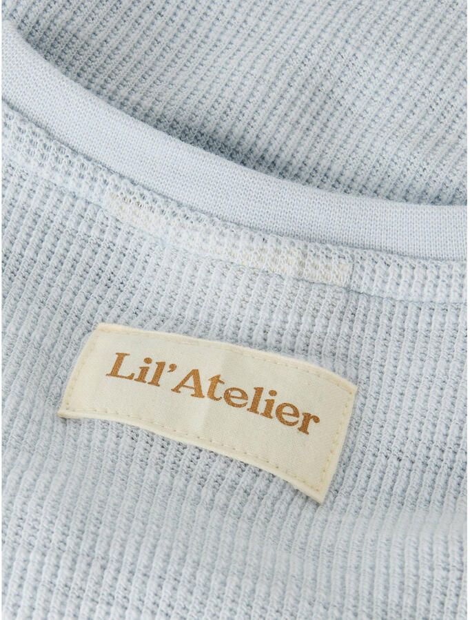 LIL' ATELIER MINI rechtvallend T-shirt met textuur lichtblauw - Foto 3