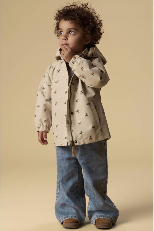 LIL' ATELIER MINI regenjas met print beige