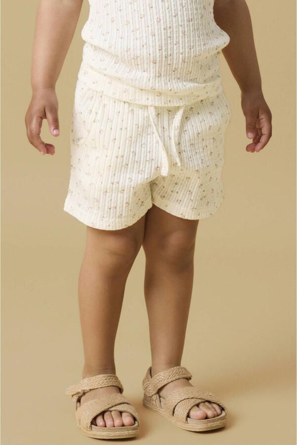 LIL' ATELIER MINI regular fit casual gebloemde short ecru