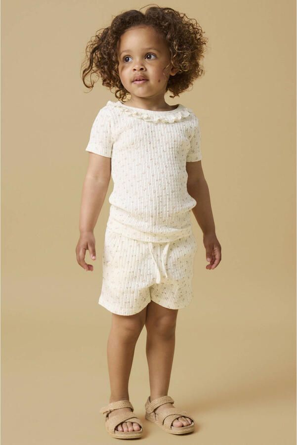 LIL' ATELIER MINI regular fit casual gebloemde short ecru - Foto 2