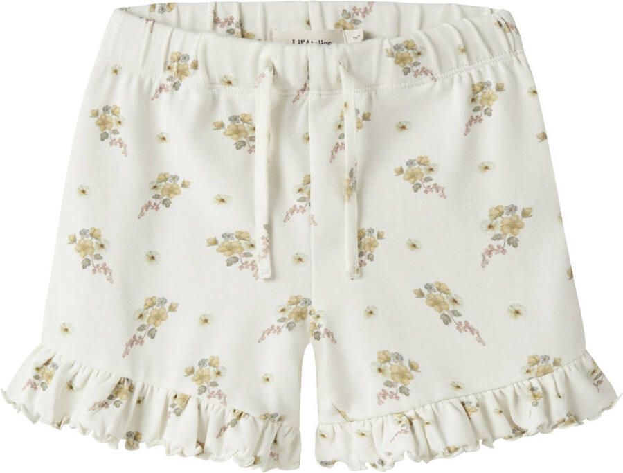 LIL' ATELIER MINI regular gebloemde casual short ecru