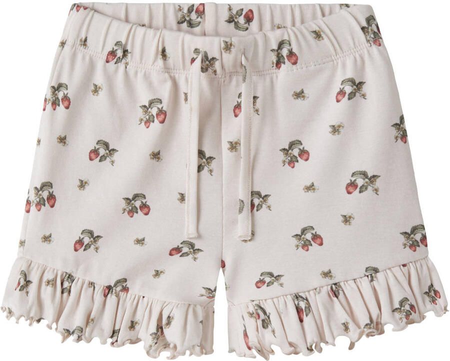 LIL' ATELIER MINI regular gebloemde casual short lichtroze