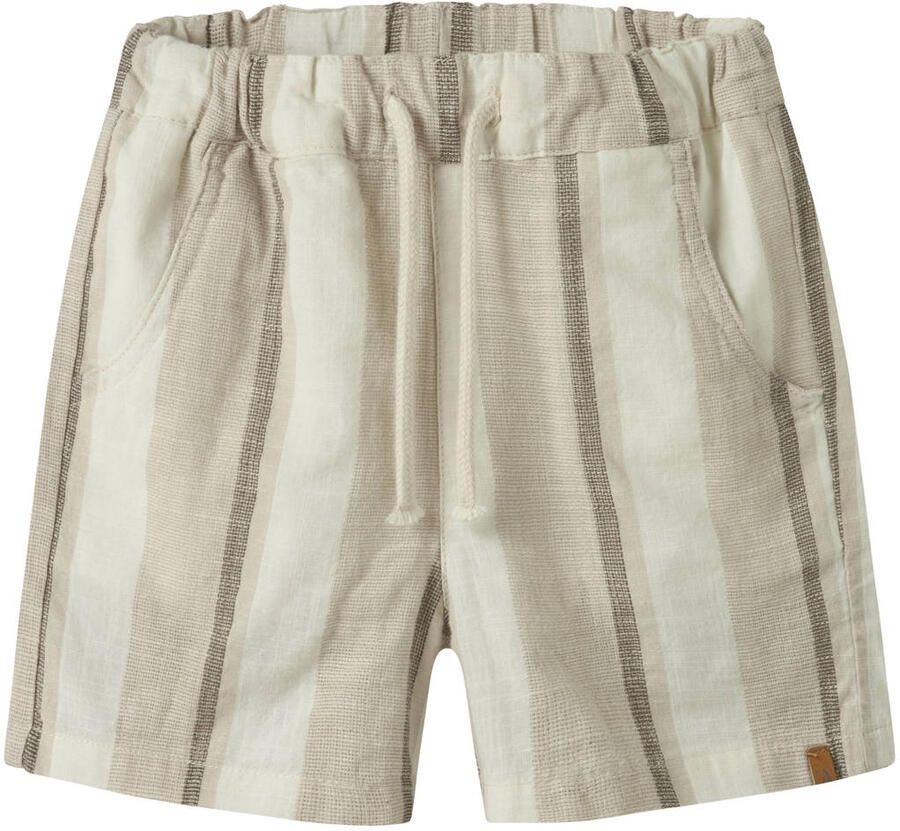 LIL' ATELIER MINI regular waist gestreepte casual short beige met textuur - Foto 3