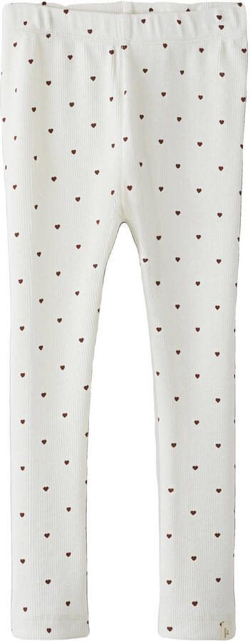 LIL' ATELIER MINI slim casual broek met hartjes wit rood
