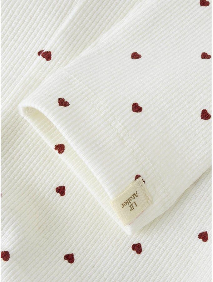 LIL' ATELIER MINI slim casual broek met hartjes wit rood - Foto 2