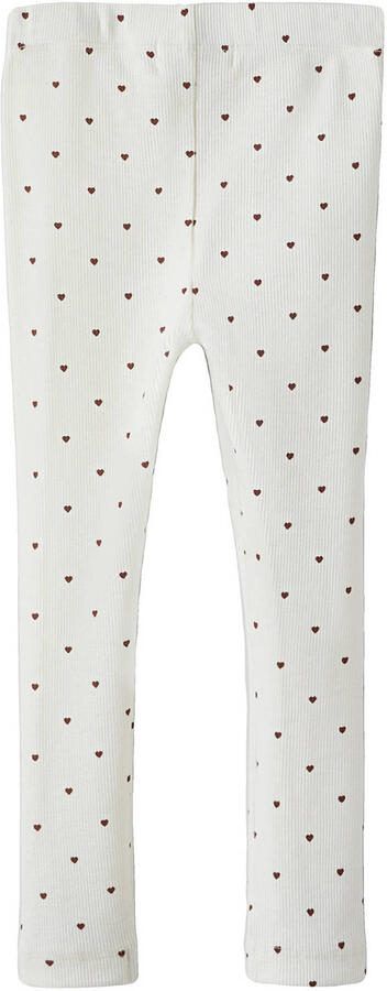 LIL' ATELIER MINI slim casual broek met hartjes wit rood - Foto 3