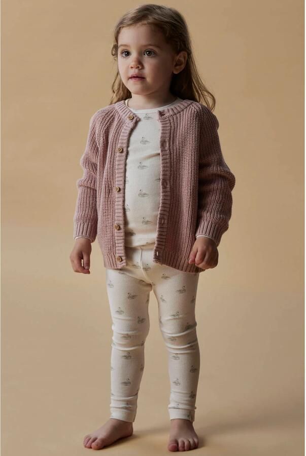 LIL' ATELIER MINI slim fit legging met ruches en print ecru Meisjes Stretchkatoen - Foto 2