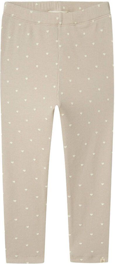LIL' ATELIER MINI slim fit legging zand wit Beige Meisjes Stretchkatoen