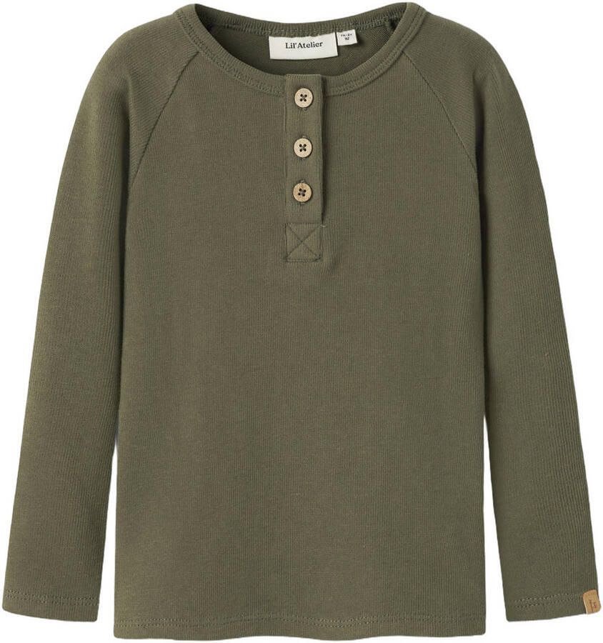 LIL' ATELIER MINI slim fit longsleeve olijfgroen