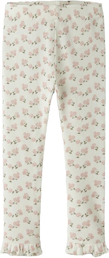 LIL' ATELIER MINI slim regular waist gebloemde legging ecru