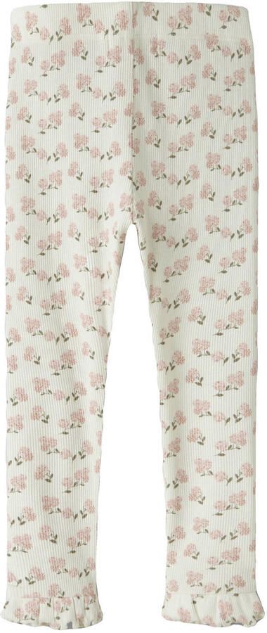 LIL' ATELIER MINI slim regular waist gebloemde legging ecru - Foto 3