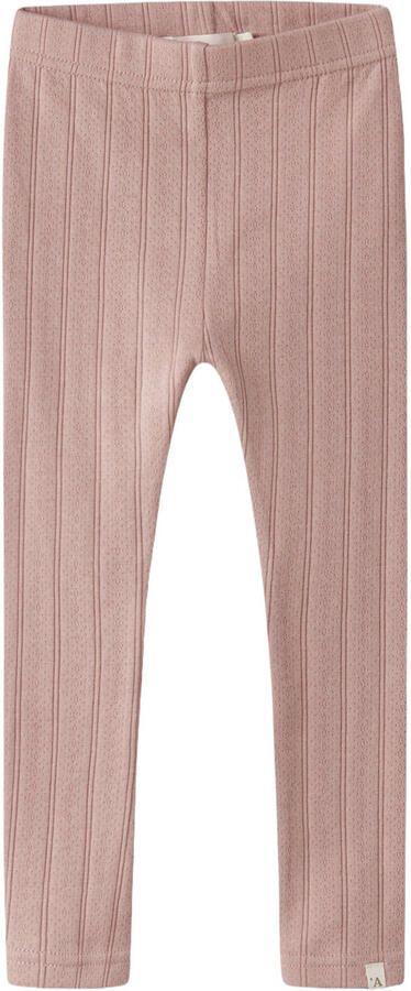 LIL' ATELIER MINI slim regular waist legging roze ajour