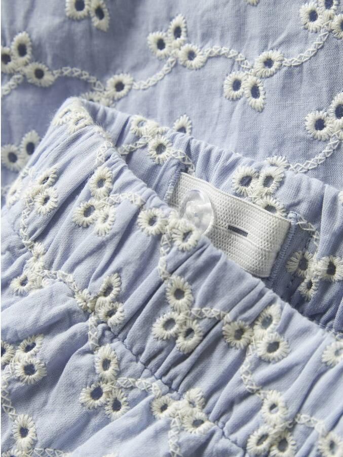 LIL' ATELIER MINI straight regular waist casual broek blauw broderie Meisjes Katoen - Foto 3