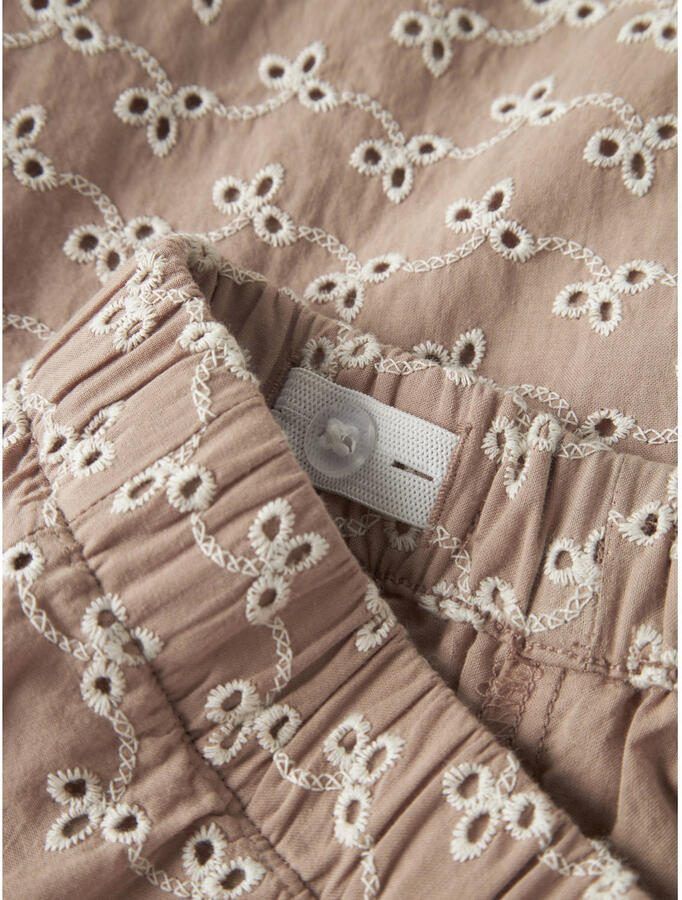 LIL' ATELIER MINI straight regular waist casual broek lichtbruin broderie - Foto 2