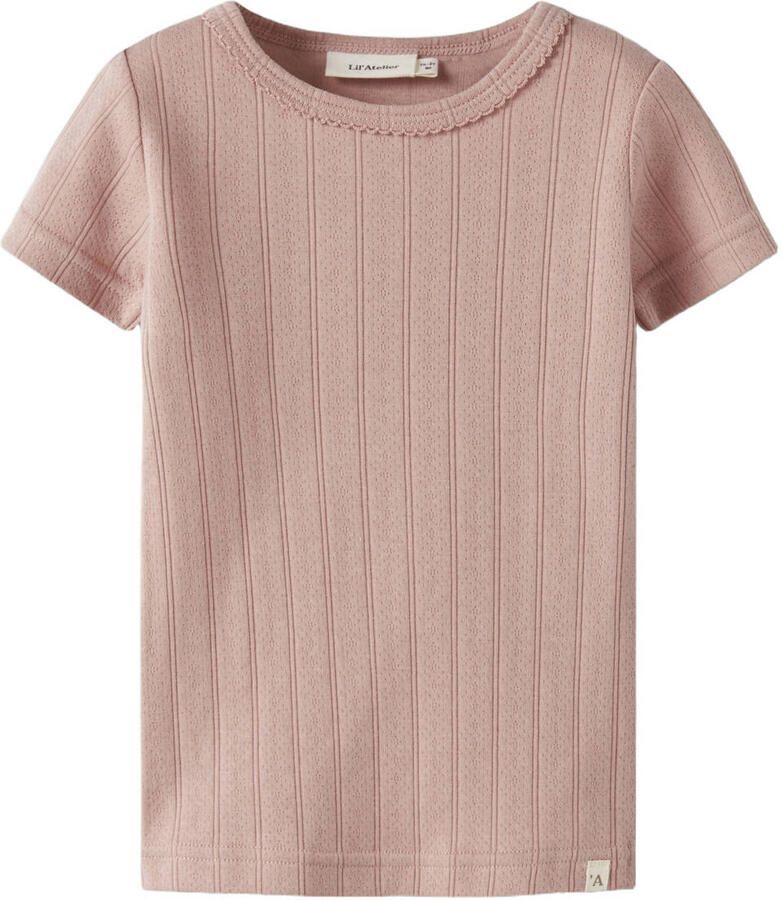 LIL' ATELIER MINI T-shirt met textuur roze