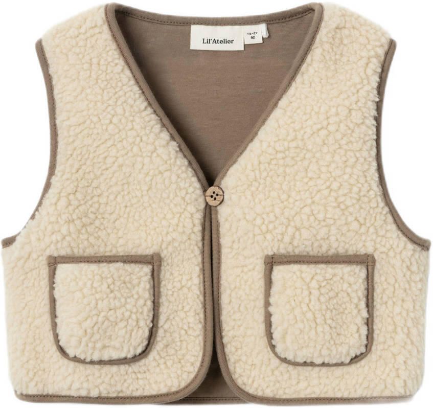 LIL' ATELIER Jongens Colberts Nmmjono Rlx Sherpa Vest Lil Ecru - Foto 6