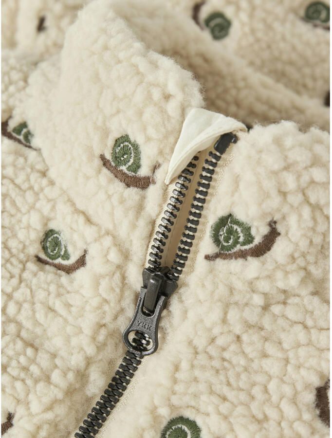LIL' ATELIER MINI teddy jas met borduursels en print ecru - Foto 2