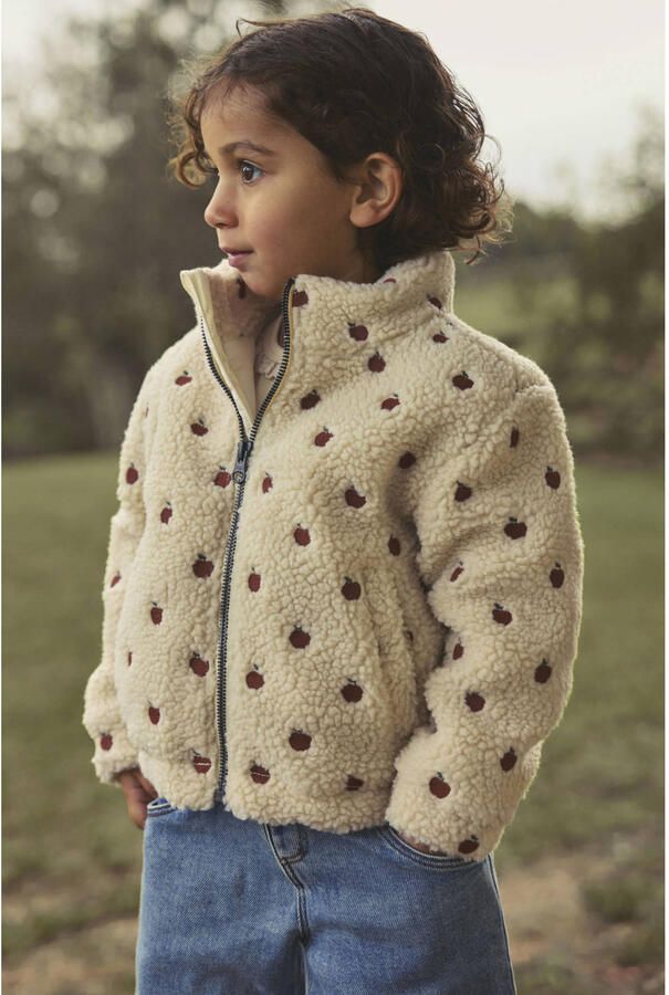 LIL' ATELIER MINI teddy jas met borduursels en print ecru - Foto 3