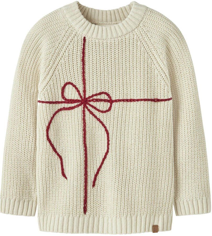 LIL' ATELIER MINI trui ecru rib gebreid