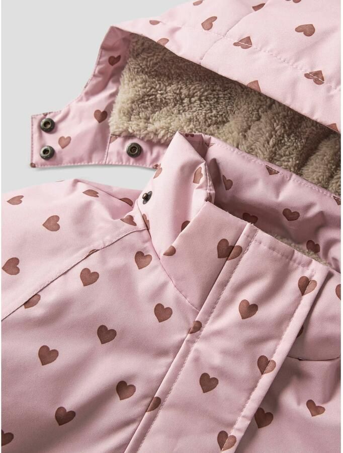LIL' ATELIER MINI winterjas met print roze bruin Meisjes Polyester Capuchon - Foto 6
