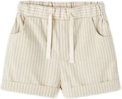 LIL' ATELIER MINI gestreepte regular fit short NMMDIOGO van biologisch katoen beige wit
