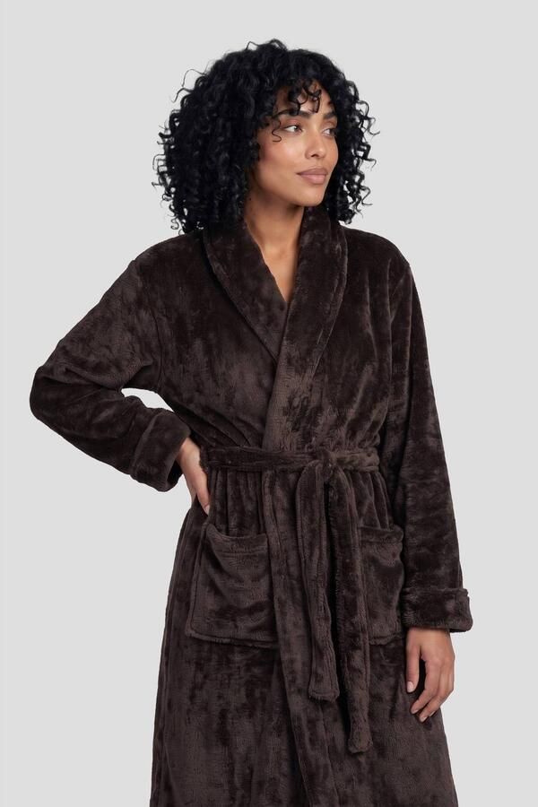 LingaDore fleece badjas donkerbruin