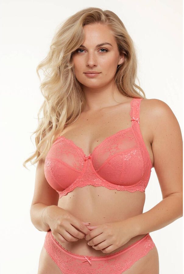LingaDore niet-voorgevormde beugelbh Daily Full Coverage Lace koraalrood - Foto 2