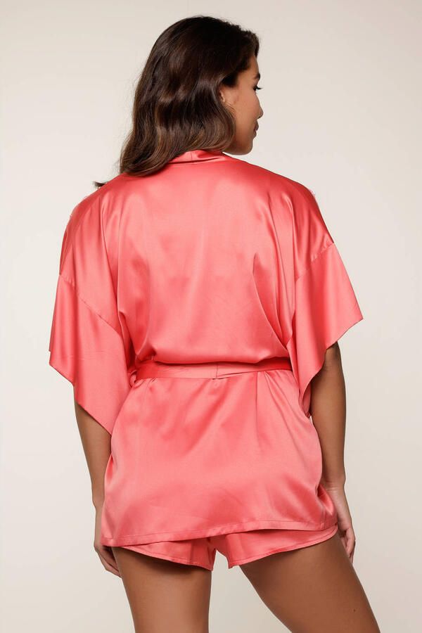 LingaDore satijnen pyjamashort koraalrood - Foto 2