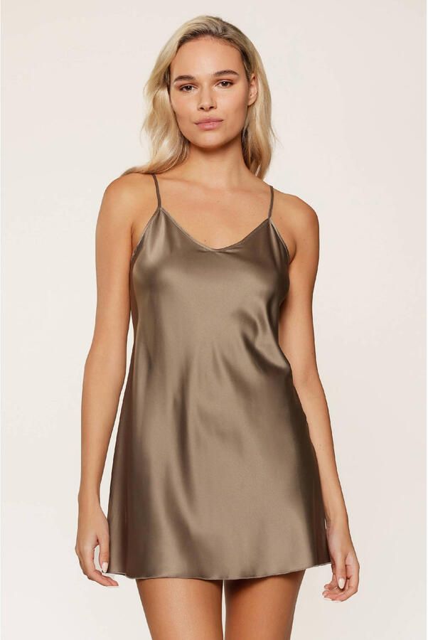 LingaDore satijnen slipdress Daily olijfgroen - Foto 3