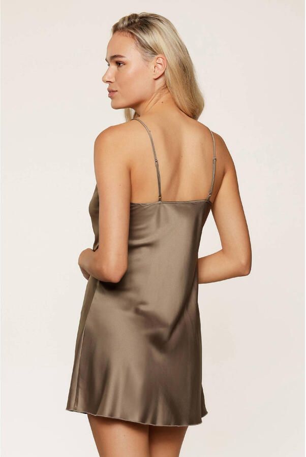 LingaDore satijnen slipdress Daily olijfgroen - Foto 2