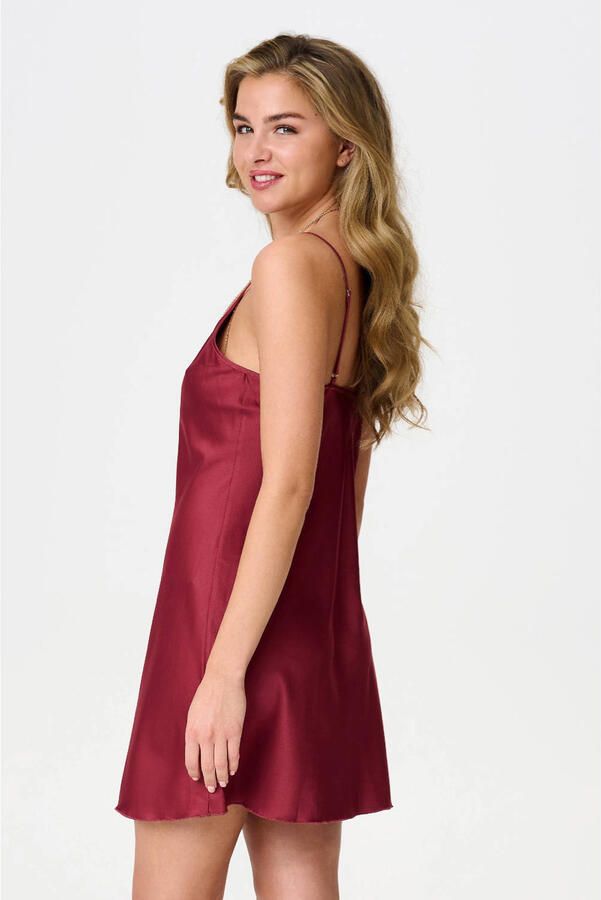 LingaDore satijnlook slipdress donkerrood - Foto 2