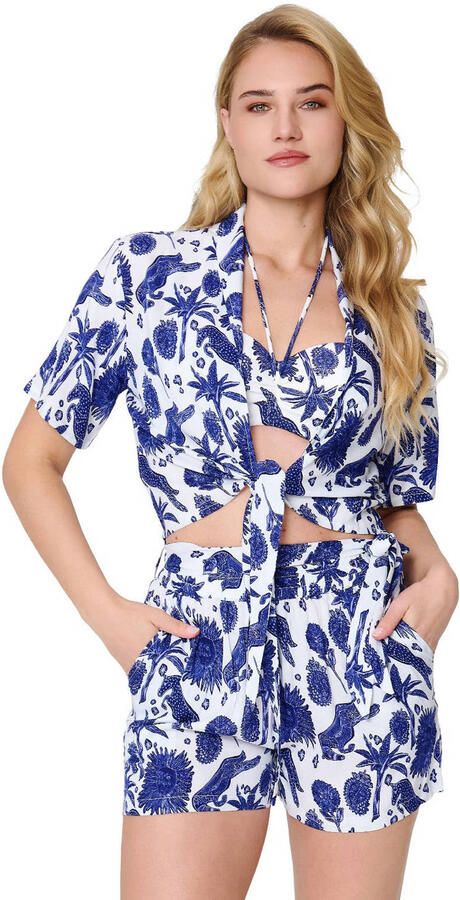 LingaDore strandshort met top wit blauw