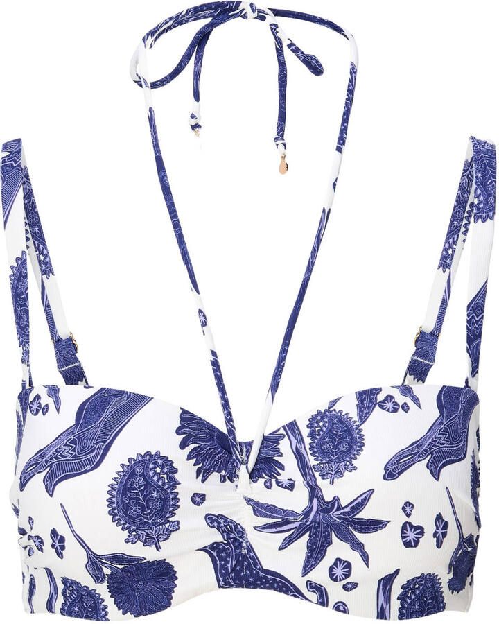 LingaDore voorgevormde bandeau bikinitop wit blauw