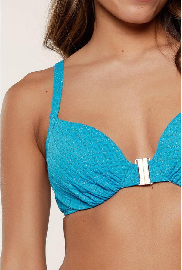 LingaDore voorgevormde beugel bikinitop met lurex turquoise