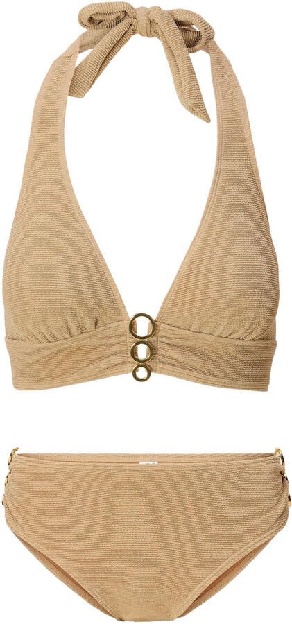 LingaDore voorgevormde halter bikini set met textuur goud