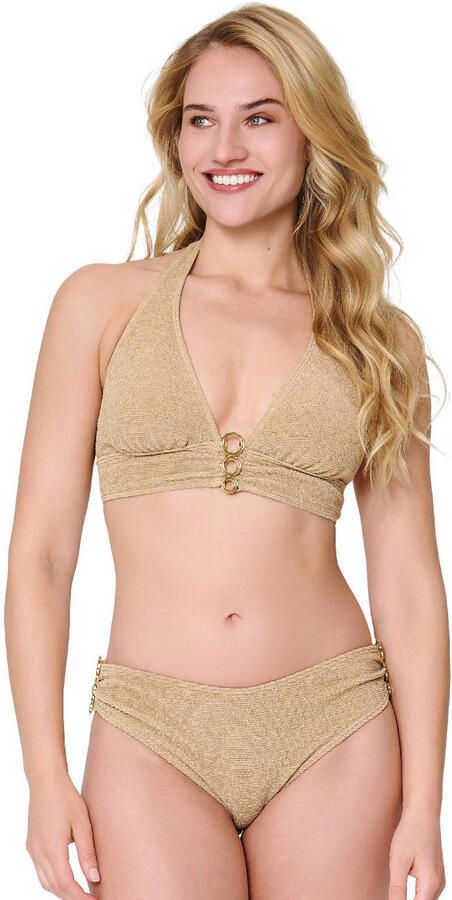 LingaDore voorgevormde halter bikini set met textuur goud - Foto 3