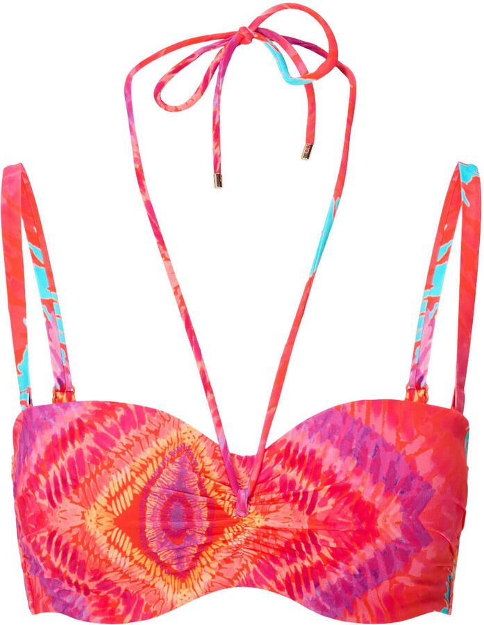 LingaDore voorgevormde strapless bandeau bikinitop koraalrood turquoise