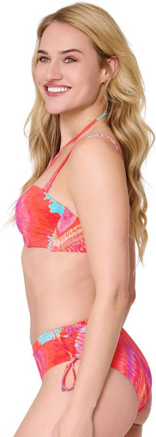 LingaDore voorgevormde strapless bandeau bikinitop koraalrood turquoise - Foto 3