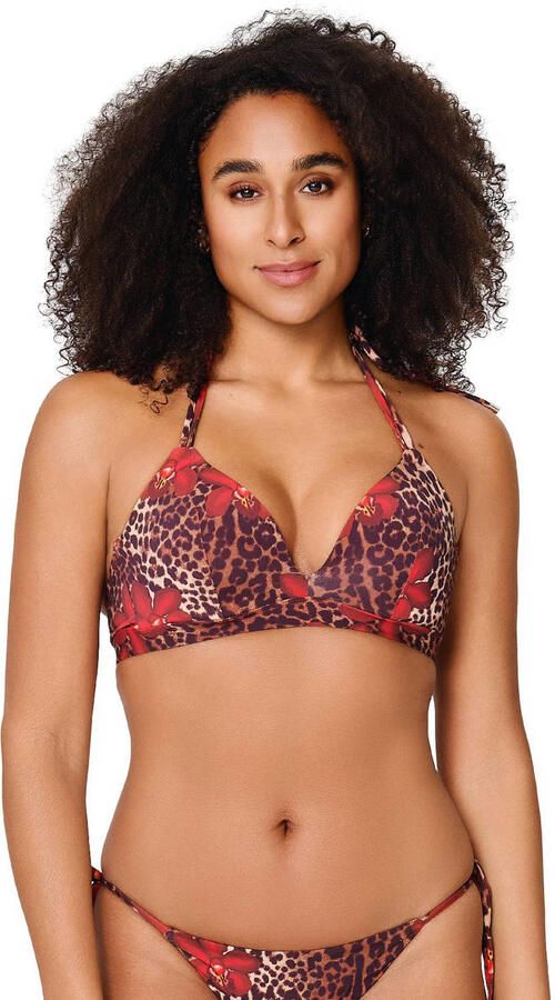 LingaDore voorgevormde triangel bikinitop bruin rood - Foto 3