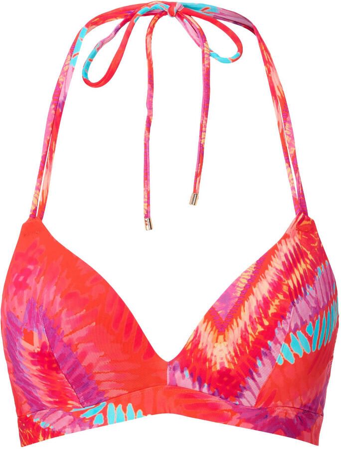 LingaDore voorgevormde triangel bikinitop koraalrood turquoise