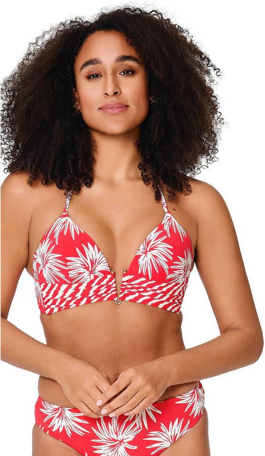 LingaDore voorgevormde triangel bikinitop rood wit - Foto 3