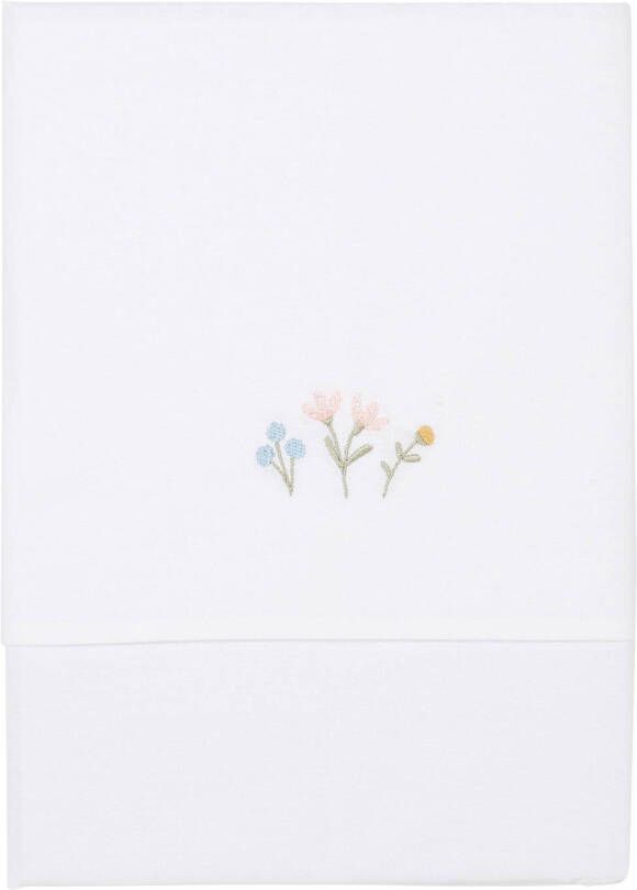 Little Dutch baby ledikantlaken Flowers & Butterflies geborduurd 110x140 cm Babylaken Wit