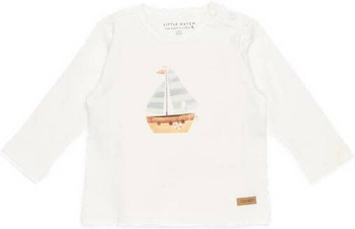Little Dutch baby longsleeve Sailboat met printopdruk wit zand Meisjes Katoen Ronde hals 50 56