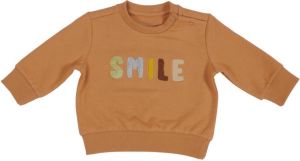 Little Dutch baby sweater met tekst bruin