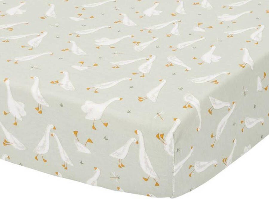 Little Dutch katoenen ledikant hoeslaken Little Goose 60x120 cm Groen