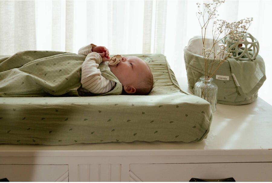 Little Dutch aankleedkussenhoes Pure Sage groen - Foto 3